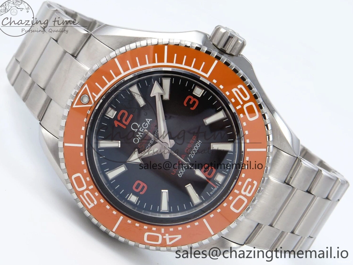 0408 Seamaster 6000M Ultra Deep SS VRF 1:1 Best Edition Gray Dial Orange Bezel on SS Bracelet A8912 Super Clone NewStyle 7687